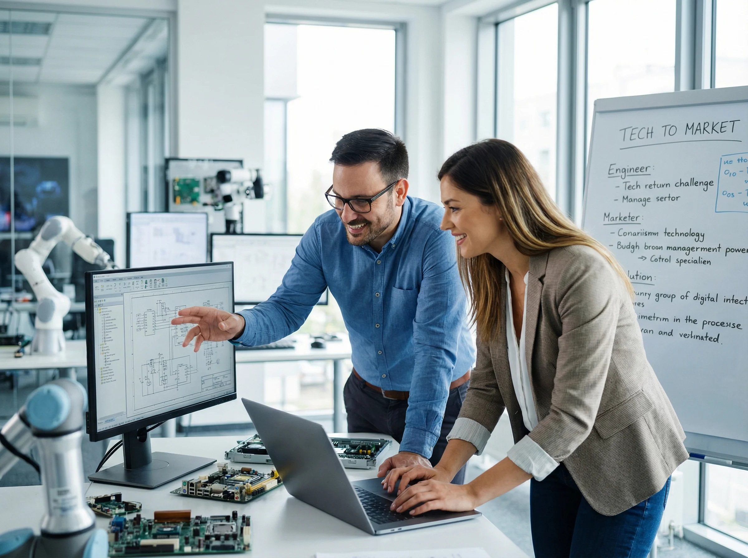 DeepX engineer and marketer collaborating on technical content